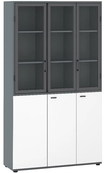 Dulap cu trei uși – design modern cu uși din sticlă și cadru din melamină W1200*D400*H2000