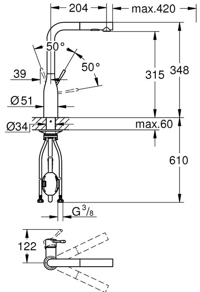Grohe Essence baterie bucătărie pe picior Hard Graphite 30270A00