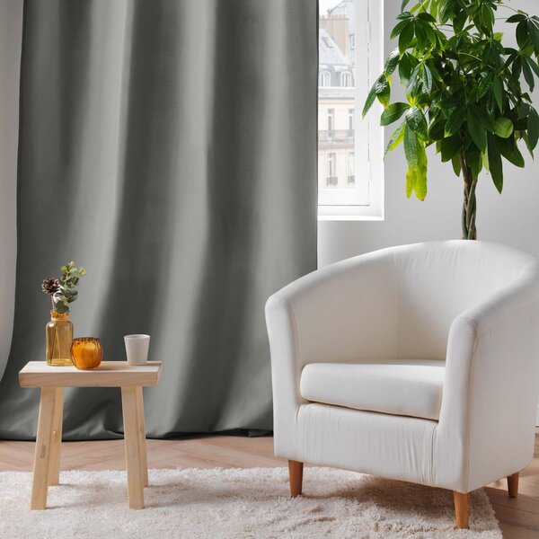 Draperie gri termoizolantă din microfibră 135x260 cm Micropolar – douceur d'intérieur