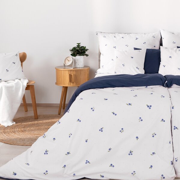 Goldea lenjerie de pat din 100% bumbac duo - afine cu albastru marin 200 x 200 și 2buc 70 x 90 cm
