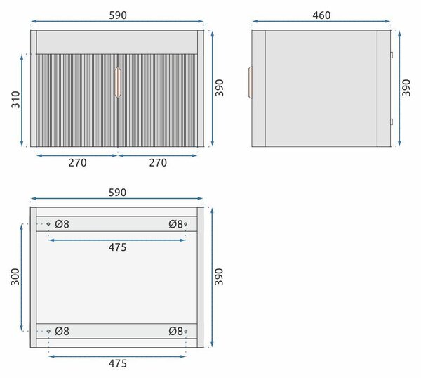 Rea Astor, set de mobilier de baie cu lavoar 60cm, gri mat, REA-M0004
