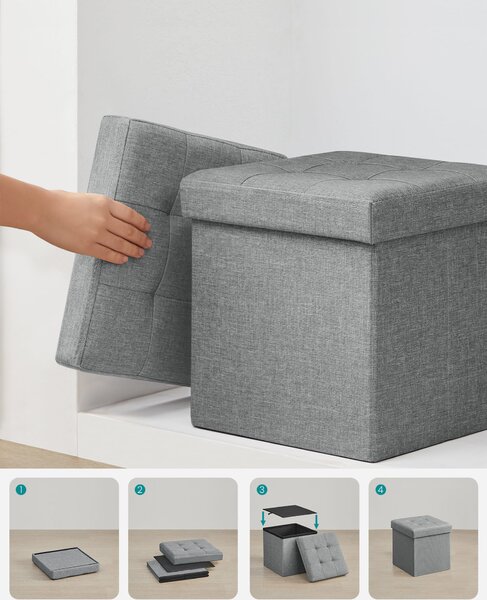 Taburet cu spatiu de depozitare OTTOMAN 30x30 cm, gri