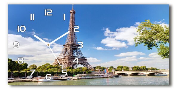 Ceas de perete orizontal din sticlă Turnul Eiffel din Paris