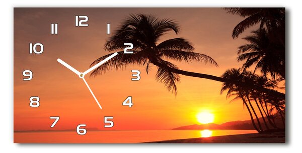 Ceas de perete modern din sticla Sunset Beach