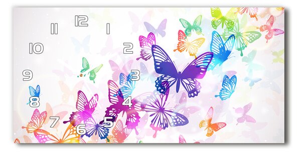 Ceas de perete modern din sticla fluturi colorat