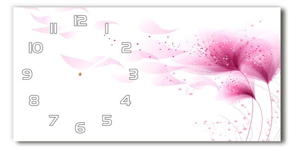 Ceas de perete modern din sticla floare roz