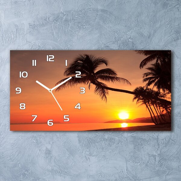 Ceas de perete modern din sticla Sunset Beach