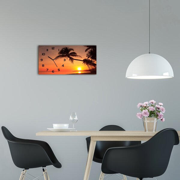 Ceas de perete modern din sticla Sunset Beach