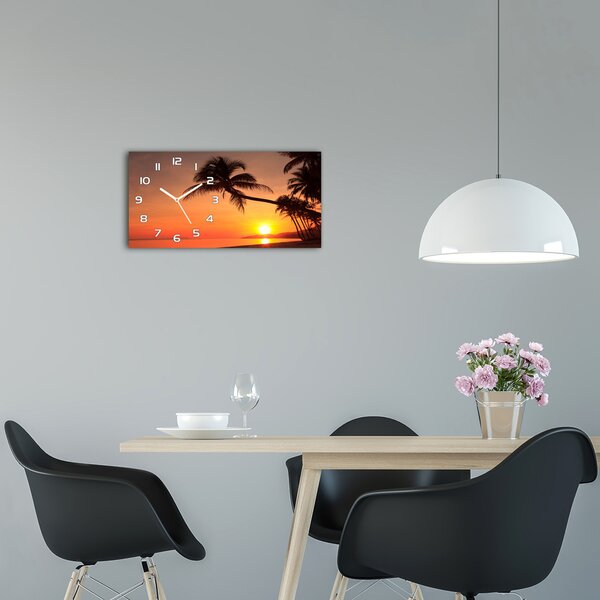 Ceas de perete modern din sticla Sunset Beach