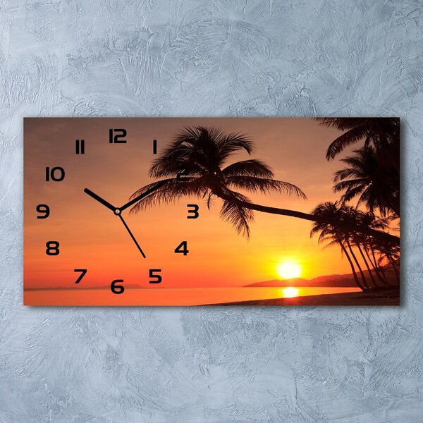 Ceas de perete modern din sticla Sunset Beach