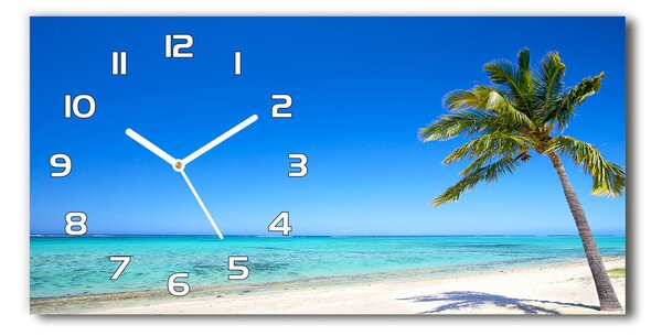 Ceas de perete modern din sticla plaja tropicala