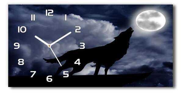 Ceas de perete modern din sticla Howling lup plin