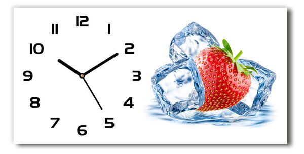 Ceas de perete orizontal din sticlă căpșuni gheață