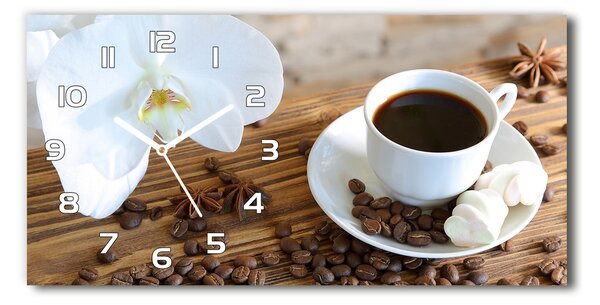 Ceas de perete orizontal din sticlă ceașcă de cafea