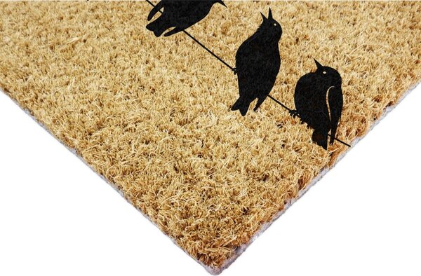 Covoraș de intrare din fibre de nucă de cocos 40x60 cm Birds On a Wire – Artsy Doormats