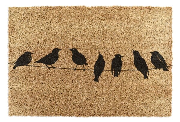 Covoraș de intrare din fibre de nucă de cocos 40x60 cm Birds On a Wire – Artsy Doormats
