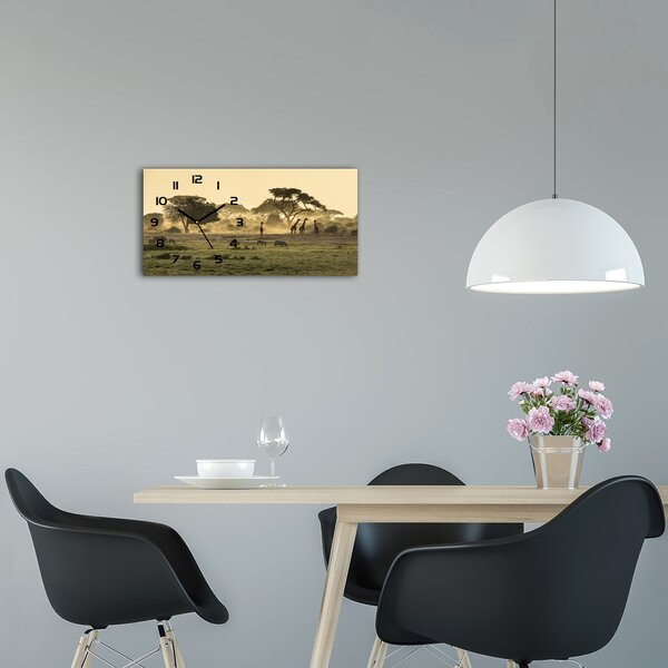 Ceas de perete modern din sticla Girafele pe savana