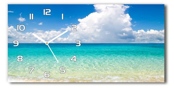 Ceas de perete orizontal din sticlă Paradise Beach
