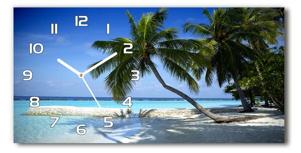 Ceas de perete orizontal din sticlă plaja tropicala