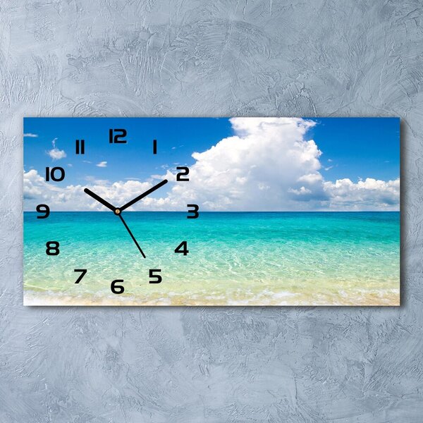 Ceas de perete orizontal din sticlă Paradise Beach