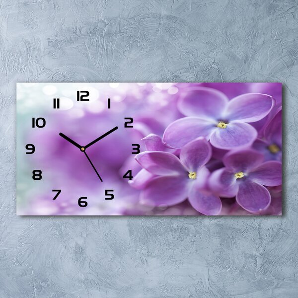 Ceas de perete modern din sticla flori de liliac