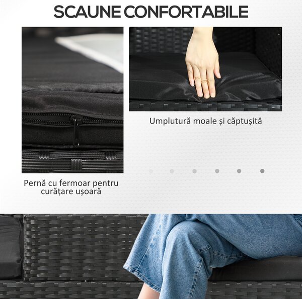 Outsunny Mobilier de Terasa pentru 2 Persoane cu Masa de Ceai