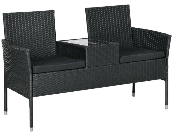 Outsunny Mobilier de Terasa pentru 2 Persoane cu Masa de Ceai