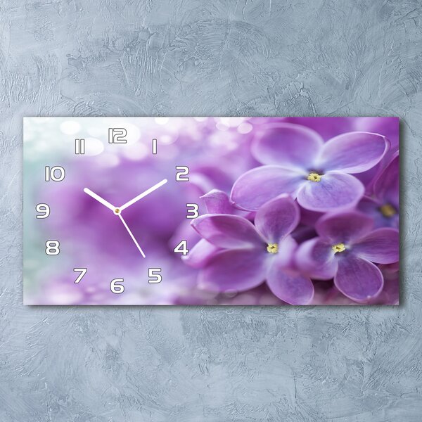 Ceas de perete modern din sticla flori de liliac