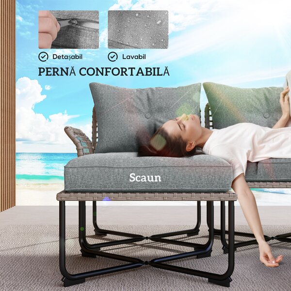 Outsunny Set de Mobilier de Terasa din 5 Piese cu Canapea | Aosom Romania
