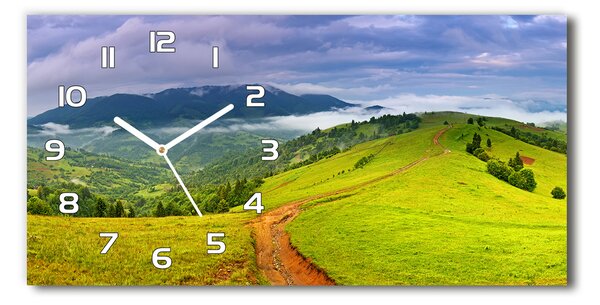 Ceas de perete modern din sticla Dealuri verzi