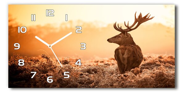 Ceas de perete orizontal din sticlă Sunrise Deer