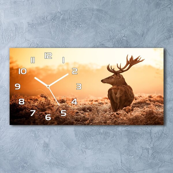 Ceas de perete orizontal din sticlă Sunrise Deer