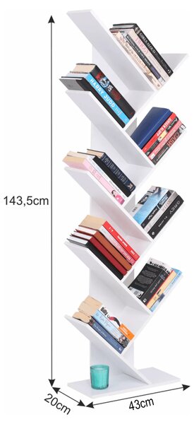 Biblioteca BAKI NEW TYP 1, alb, DTD laminat, 43x20x144 cm