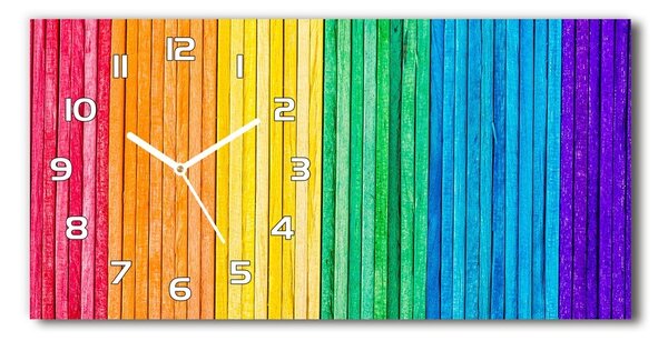 Ceas de perete orizontal din sticlă dungi colorate