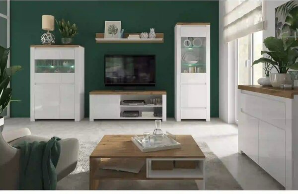 Masuta cafea Vigo, alb/stejar wotan, PAL laminat, 90x60x36 cm