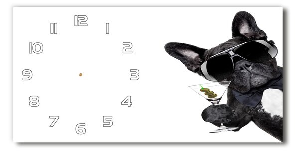 Ceas de perete modern din sticla Câine cu martini