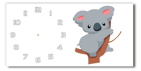 Ceas de perete orizontal din sticlă Koala într-un copac