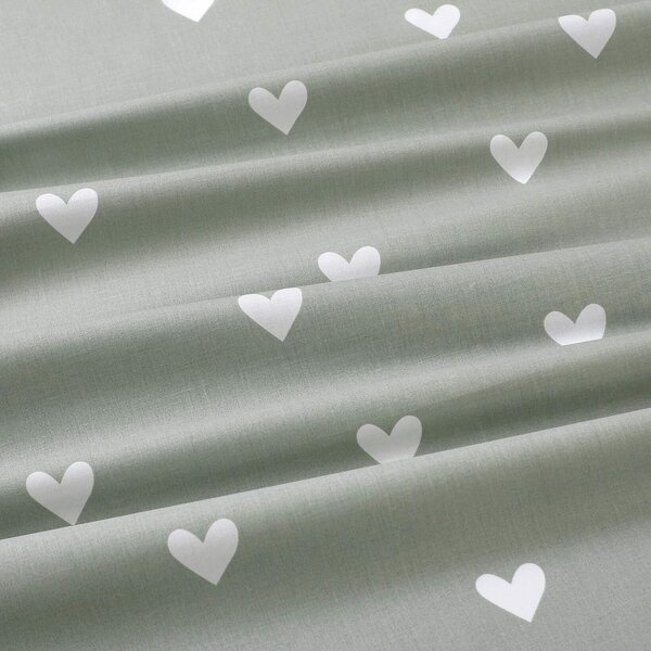 Goldea față de masă 100% bumbac - inimioare pe verde salvie 100 x 100 cm