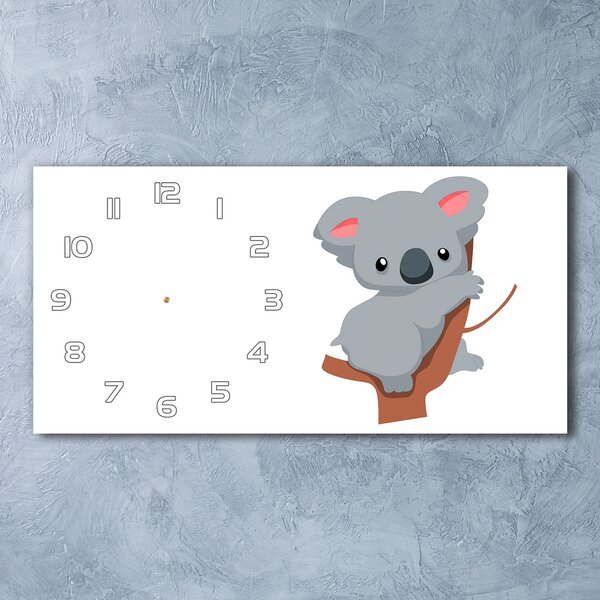 Ceas de perete orizontal din sticlă Koala într-un copac