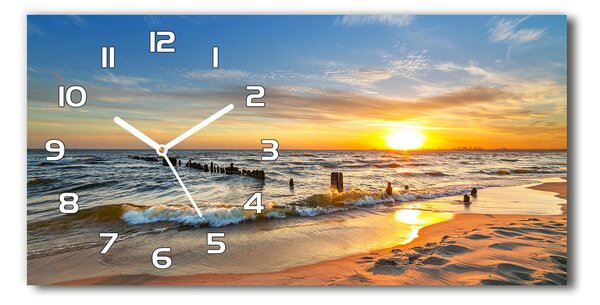 Ceas de perete modern din sticla Sunset Beach