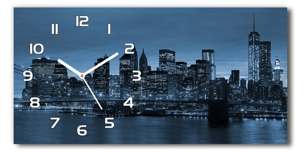 Ceas de perete orizontal din sticlă New York, pe timp de noapte