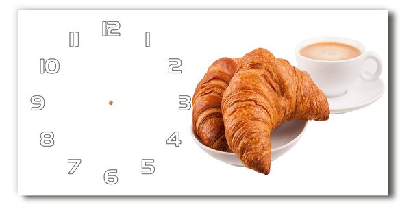 Ceas de perete modern din sticla Cornuri și cafea