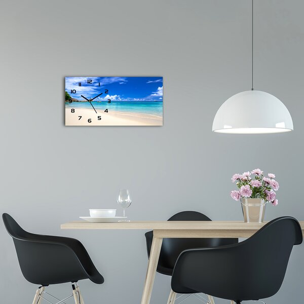 Ceas de perete modern din sticla plaja tropicala