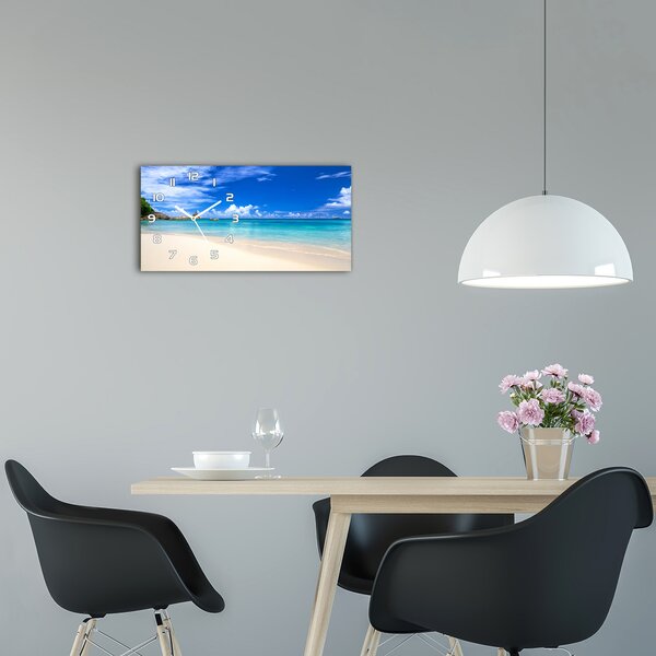 Ceas de perete modern din sticla plaja tropicala