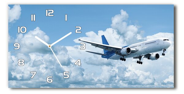 Ceas de perete modern din sticla Avionul în cer