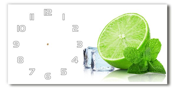 Ceas de perete orizontal din sticlă Lime de gheață