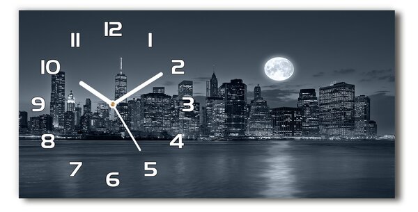 Ceas de perete modern din sticla New York, pe timp de noapte