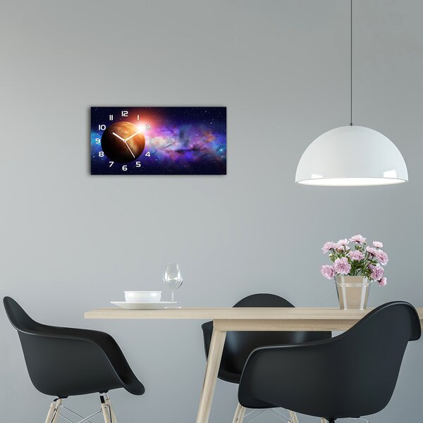 Ceas de perete orizontal din sticlă Nebuloasă