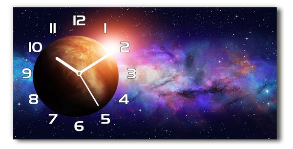 Ceas de perete orizontal din sticlă Nebuloasă