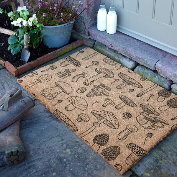 Covoraș de intrare din fibre de nucă de cocos 40x60 cm Mushrooms – Artsy Doormats